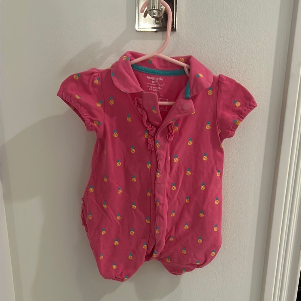 Magnetic Me Pink Baby Romper with Pineapple Print
